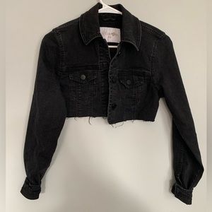 Black cropped jean jacket